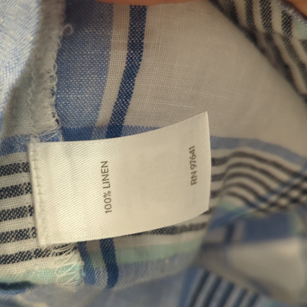 J.JILL Love Linen Blue Plaid Button Front Short Sleeve Dress Size Small - Picture 5 of 8